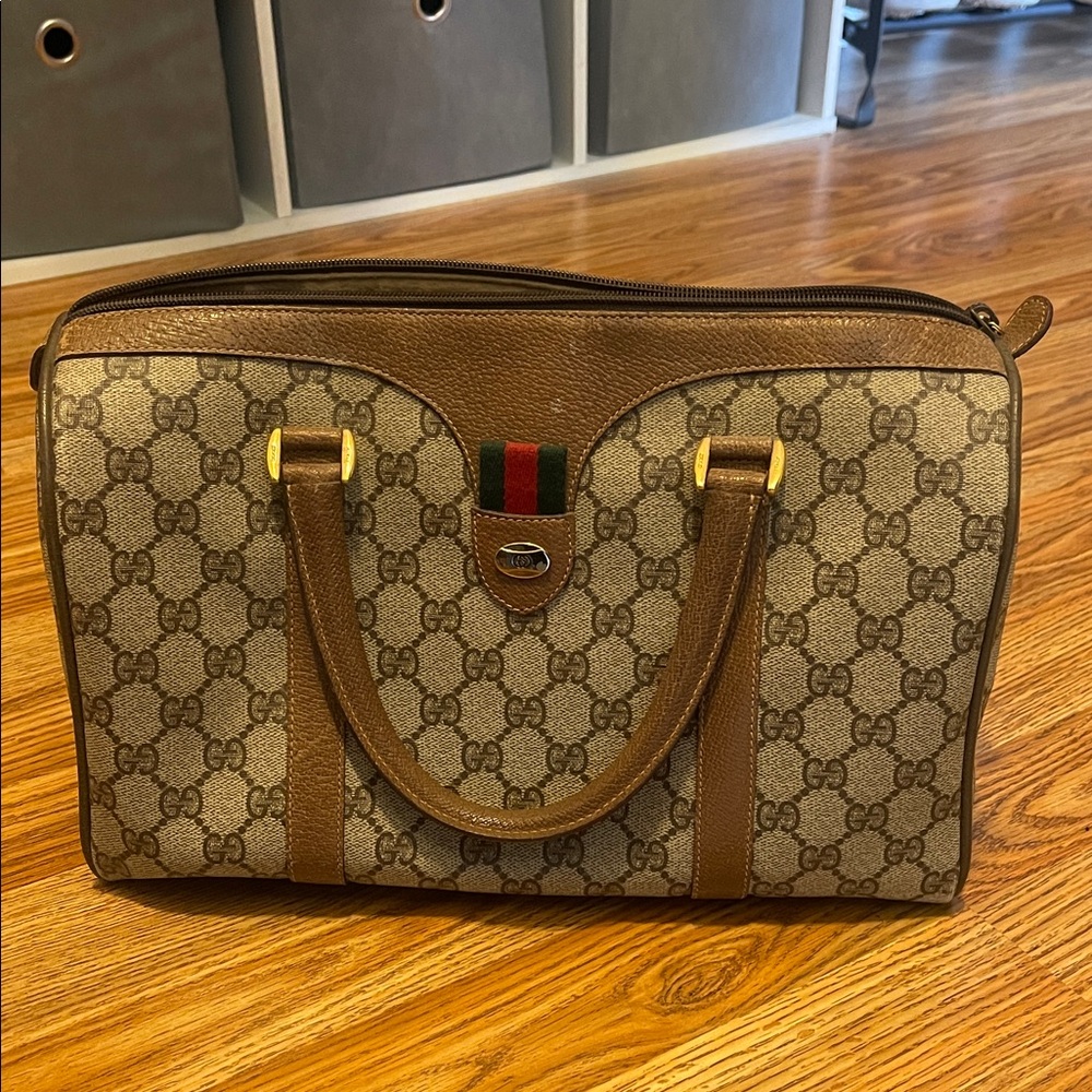 Gucci Beige and Brown Monogram Briefcase